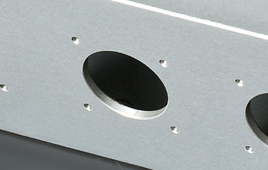 Front panel with holes for plug-connectors